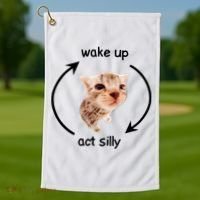 Wake Up Act Silly Cat Golf Towel thumb 1