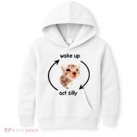 Wake Up Act Silly Cat Kids Hoodie thumb 0