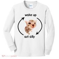 Wake Up Act Silly Cat Kids Long Sleeve Shirt thumb 0