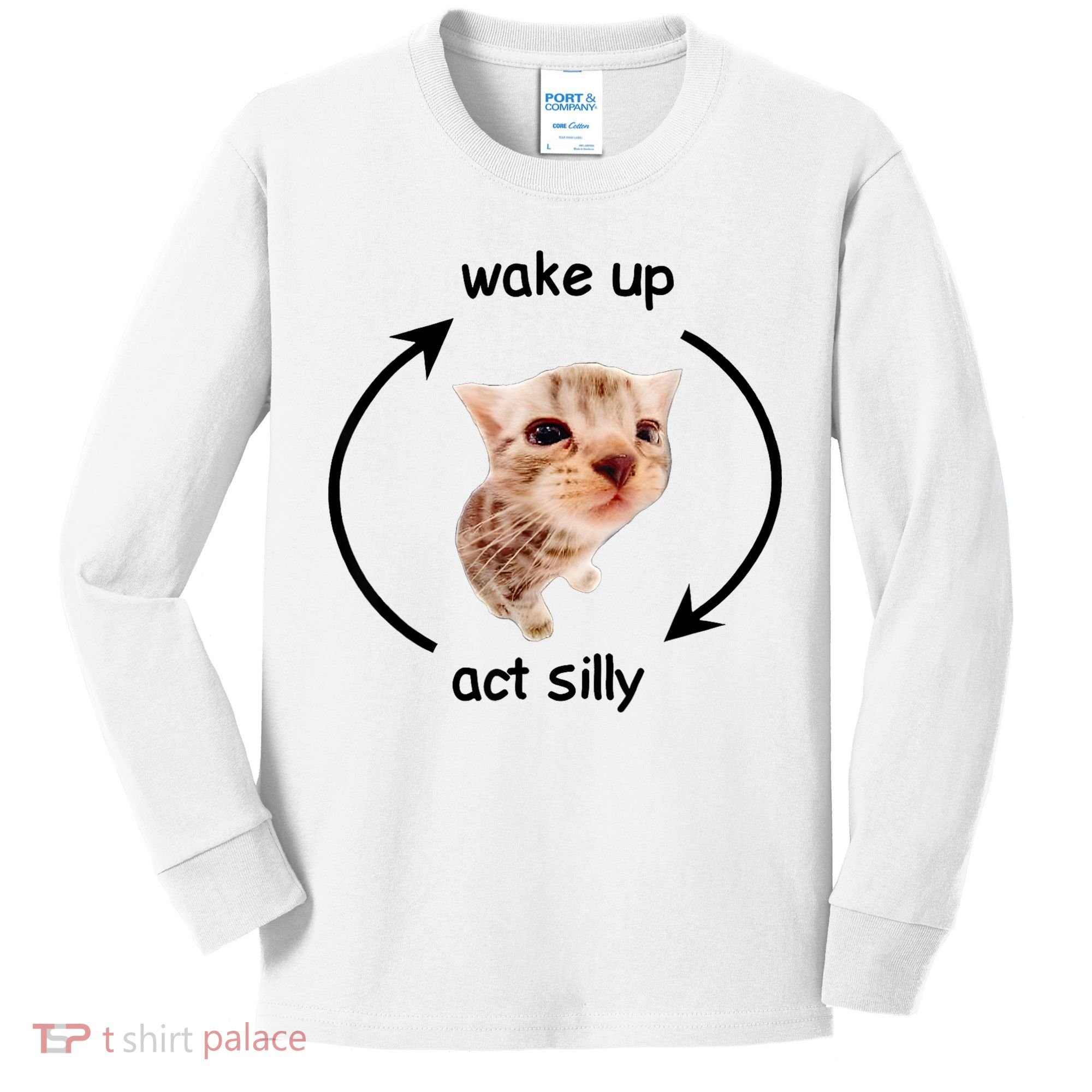Wake Up Act Silly Cat Kids Long Sleeve Shirt