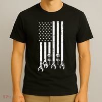 Wrench Usa American Flag Car Mechanic Garage Patriotic T-Shirt thumb 3
