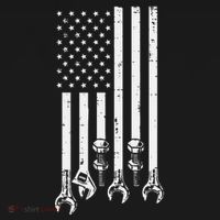 Wrench Usa American Flag Car Mechanic Garage Patriotic T-Shirt thumb 7