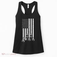 Wrench Usa American Flag Car Mechanic Garage Patriotic Women's Tank Top thumb 0
