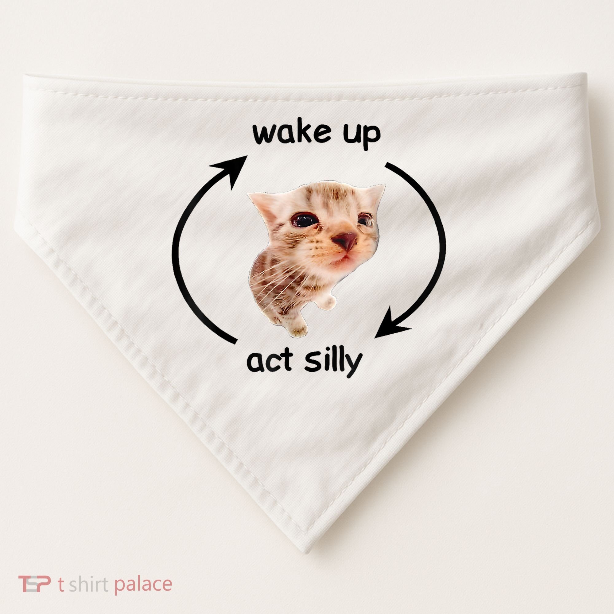 Wake Up Act Silly Cat Meme USA-Made Doggie Bandana