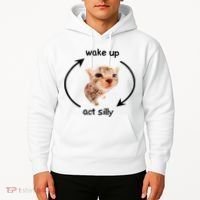 Wake Up Act Silly Cat Meme Hoodie thumb 2