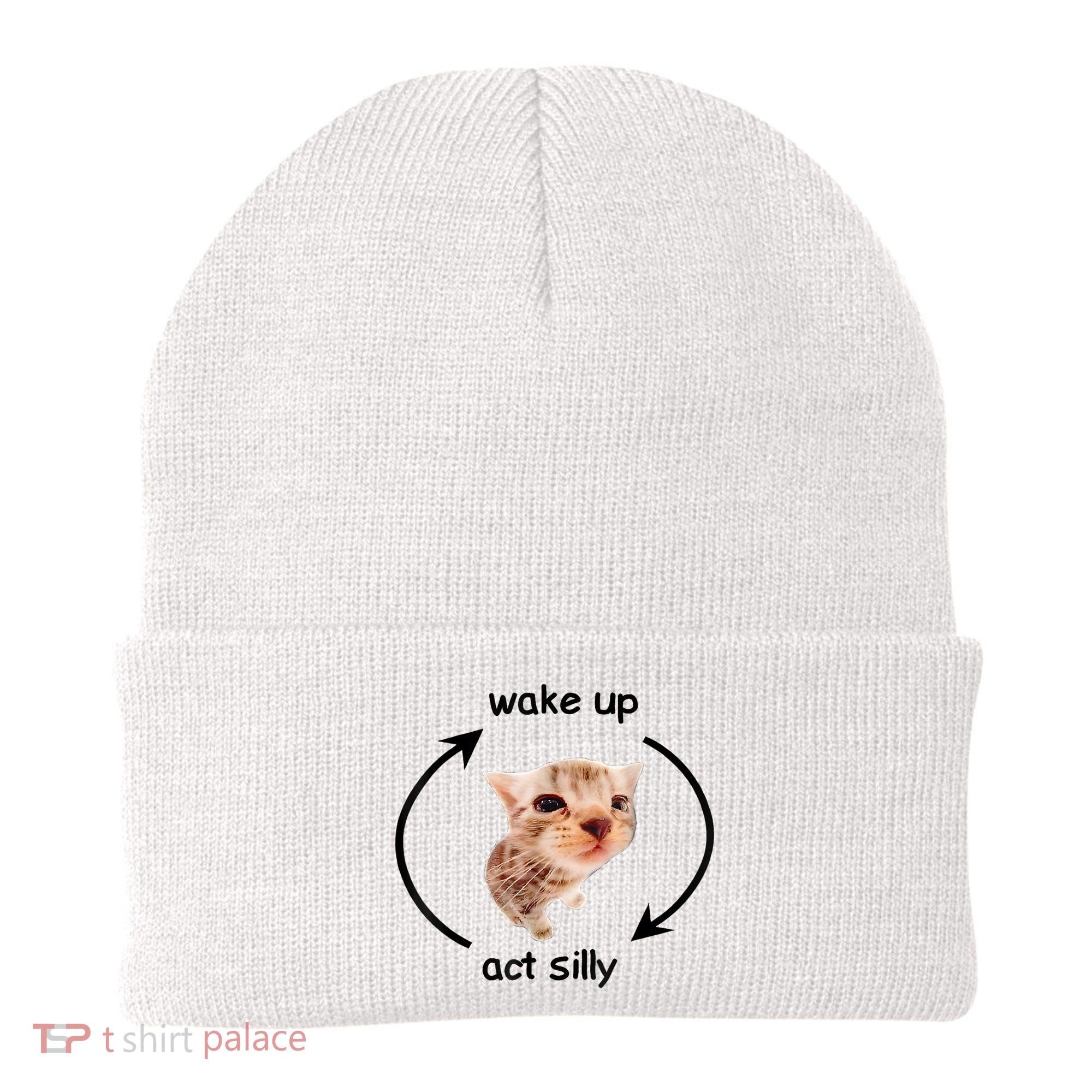 Wake Up Act Silly Cat Meme Beanie