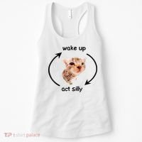 Wake Up Act Silly Cat Meme Women's Tank Top thumb 0