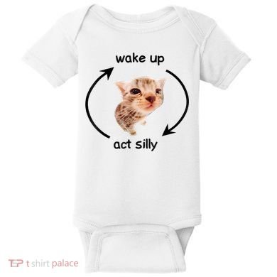 Wake Up Act Silly Cat Meme Baby Bodysuit