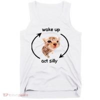 Wake Up Act Silly Cat Meme Tank Top thumb 0