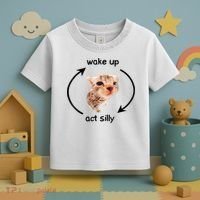 Wake Up Act Silly Cat Meme Toddler T-Shirt thumb 3