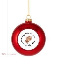 Wake Up Act Silly Cat Meme Plastic Christmas Ball Ornament thumb 0