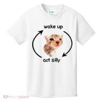 Wake Up Act Silly Cat Meme Kids T-Shirt thumb 0
