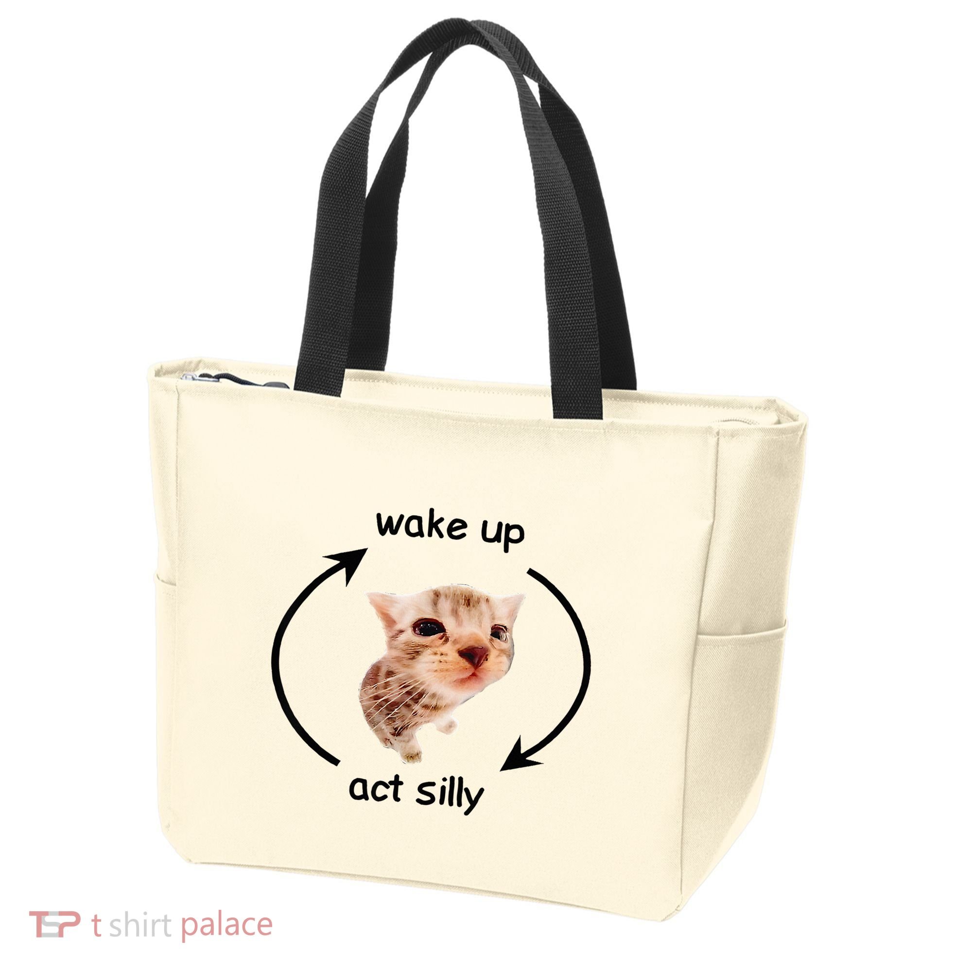Wake Up Act Silly Cat Wake Up Act Silly Cat Tote Bag