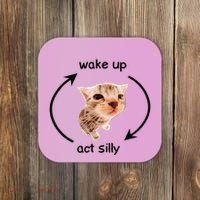 Wake Up Act Silly Cat Wake Up Act Silly Cat Coaster thumb 0
