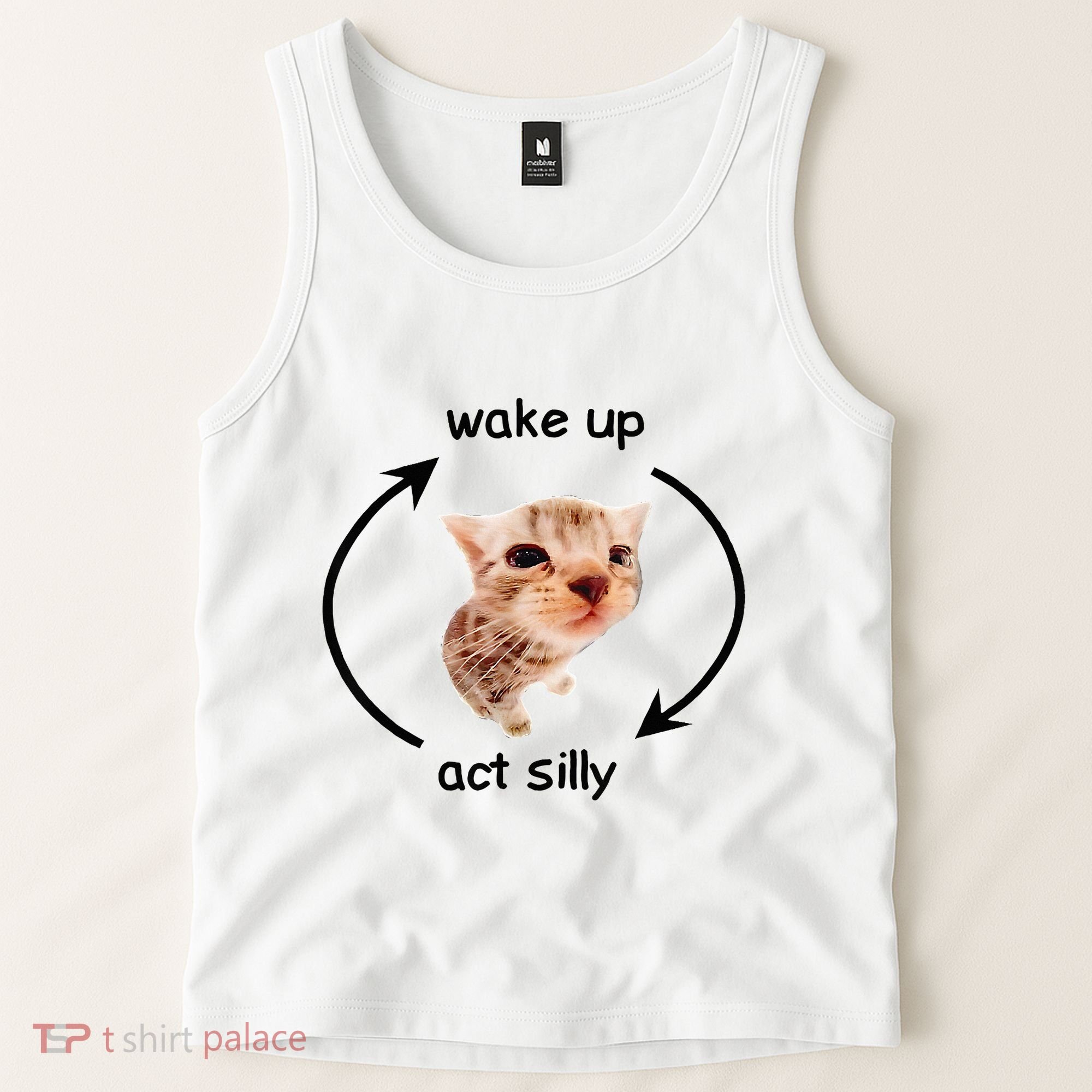 Wake Up Act Silly Cat Wake Up Act Silly Cat Tank Top