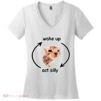 Wake Up Act Silly Cat Wake Up Act Silly Cat Women's V-Neck T-Shirt thumb 0