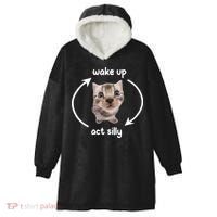 Wake Up Act Silly Cat Wake Up Act Silly Cat Women Hooded Wearable Blanket thumb 0