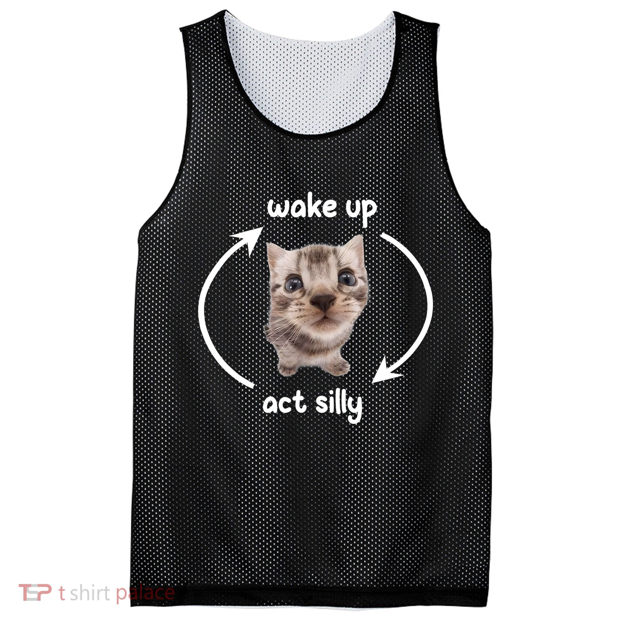Wake Up Act Silly Cat Wake Up Act Silly Cat Women Mesh Reversible Basketball Jersey Tank