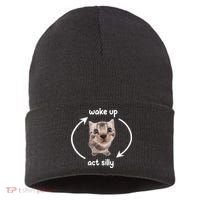 Wake Up Act Silly Cat Wake Up Act Silly Cat Women Sustainable Knit Beanie thumb 0