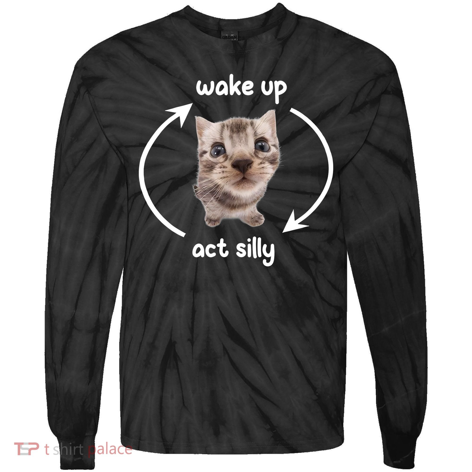 Wake Up Act Silly Cat Wake Up Act Silly Cat Women Tie-Dye Long Sleeve Shirt