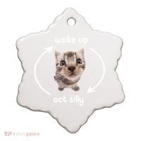 Wake Up Act Silly Cat Wake Up Act Silly Cat Women Ceramic Ornament thumb 0