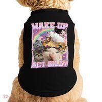 Wake Up Act Silly Funny Cat Meme Lover Cat Doggie Tank thumb 0