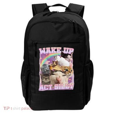Wake Up Act Silly Funny Cat Meme Lover Cat Backpack