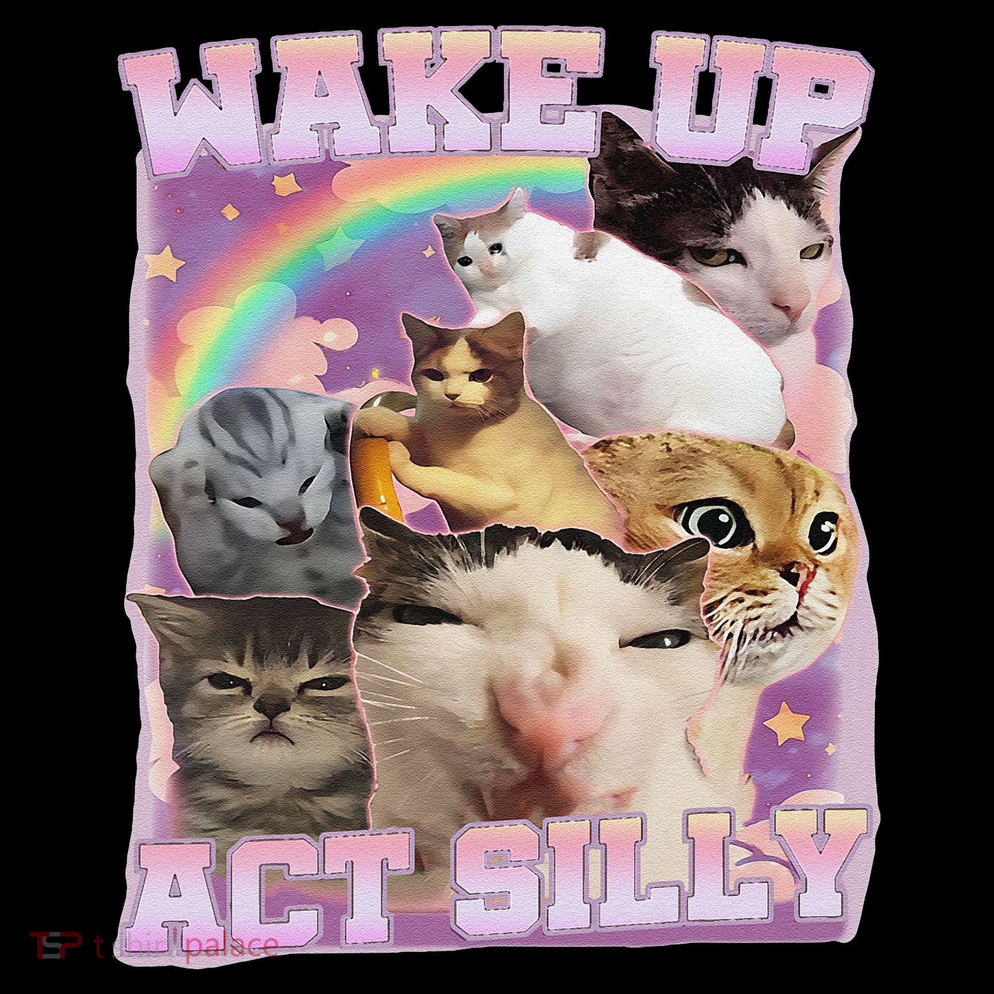 Wake Up Act Silly Funny Cat Meme Lover Cat Women's Hoodie