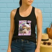 Wake Up Act Silly Funny Cat Meme Lover Cat Women's Tank Top thumb 2