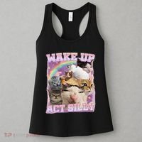 Wake Up Act Silly Funny Cat Meme Lover Cat Women's Tank Top thumb 3