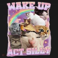 Wake Up Act Silly Funny Cat Meme Lover Cat Kids Sweatshirt thumb 2