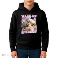 Wake Up Act Silly Funny Cat Meme Lover Cat Kids Hoodie thumb 4