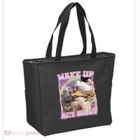 Wake Up Act Silly Funny Cat Meme Lover Cat Tote Bag thumb 2
