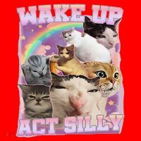 Wake Up Act Silly Funny Cat Meme Lover Cat Santa Hat thumb 1