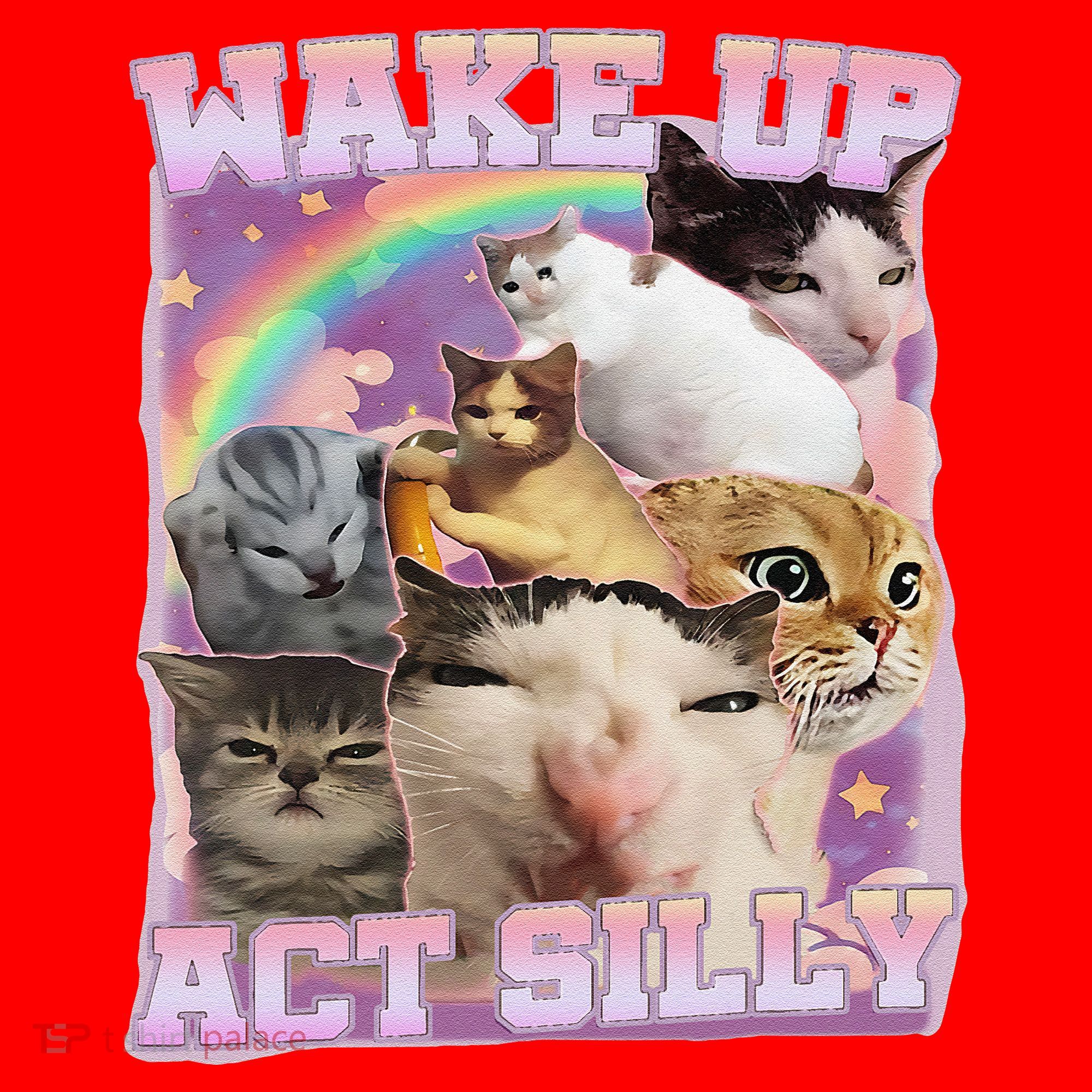 Wake Up Act Silly Funny Cat Meme Lover Cat Santa Hat