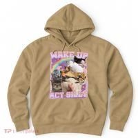 Wake Up Act Silly Funny Cat Meme Lover Cat Hoodie thumb 0