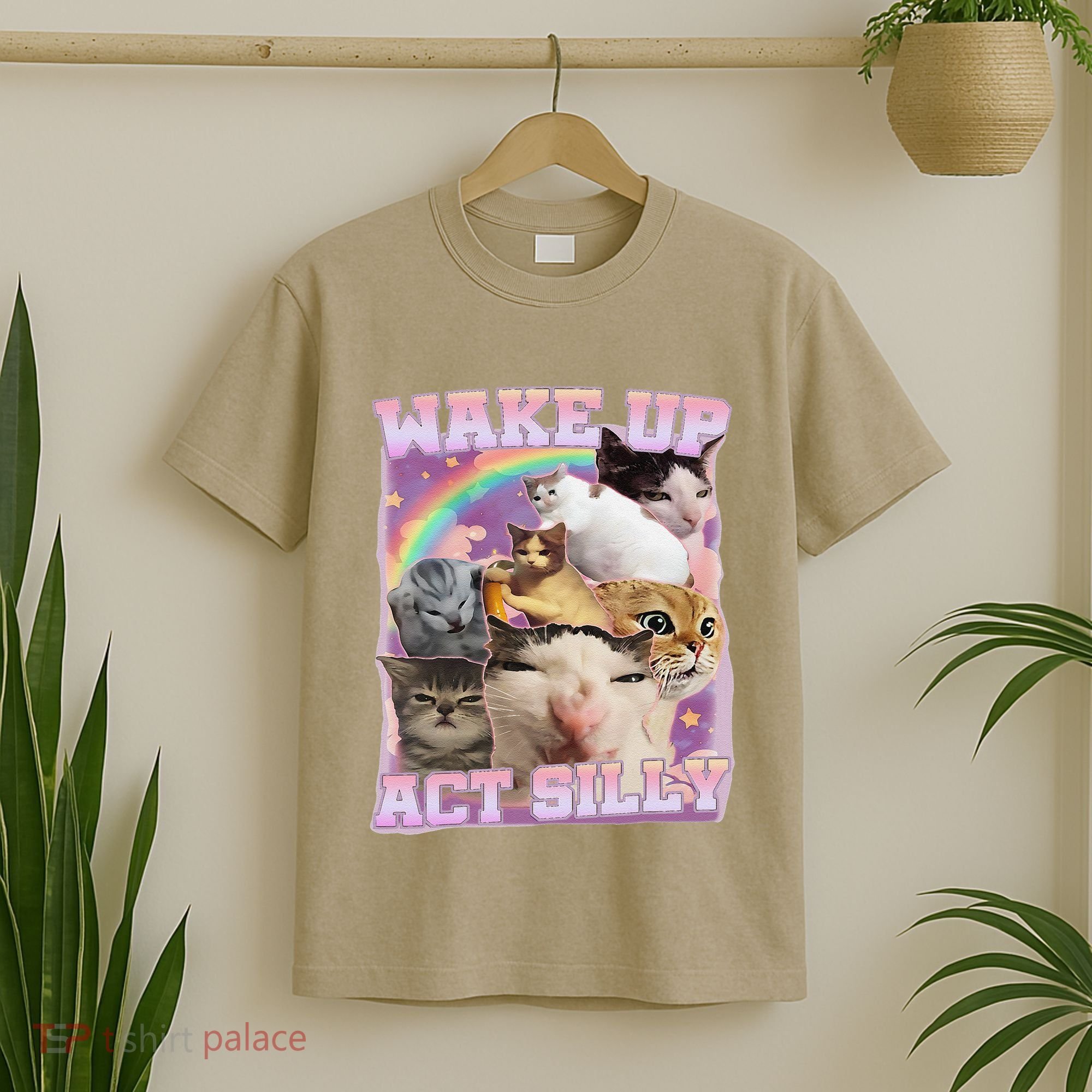 Wake Up Act Silly Funny Cat Meme Lover Cat T-Shirt