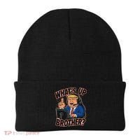 WhatS Up Brother Funny Meme Trump Beanie thumb 0