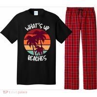 What's Up Beaches? Funny Vacay Vacation Tee With Palm Trees Great Gift Pajama Set thumb 0