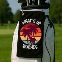 What's Up Beaches? Funny Vacay Vacation Tee With Palm Trees Great Gift Golf Towel thumb 2