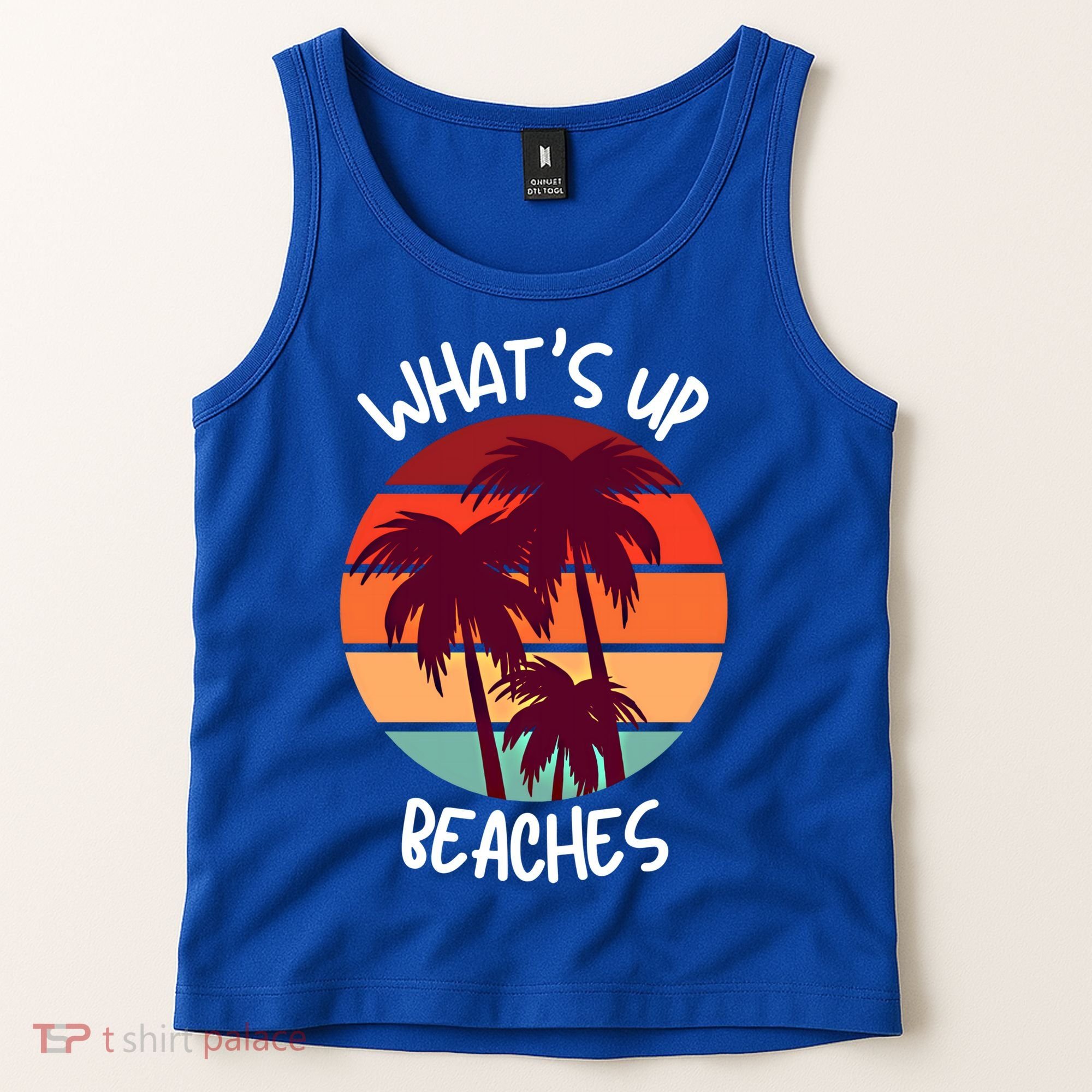 What's Up Beaches? Funny Vacay Vacation Tee With Palm Trees Great Gift Tank Top