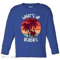 What's Up Beaches? Funny Vacay Vacation Tee With Palm Trees Great Gift Toddler Long Sleeve Shirt thumb 0
