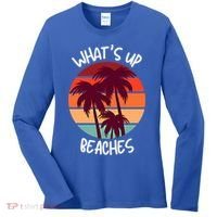 What's Up Beaches? Funny Vacay Vacation Tee With Palm Trees Great Gift Women's Long Sleeve Shirt thumb 0