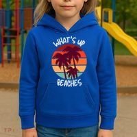 What's Up Beaches? Funny Vacay Vacation Tee With Palm Trees Great Gift Kids Hoodie thumb 3