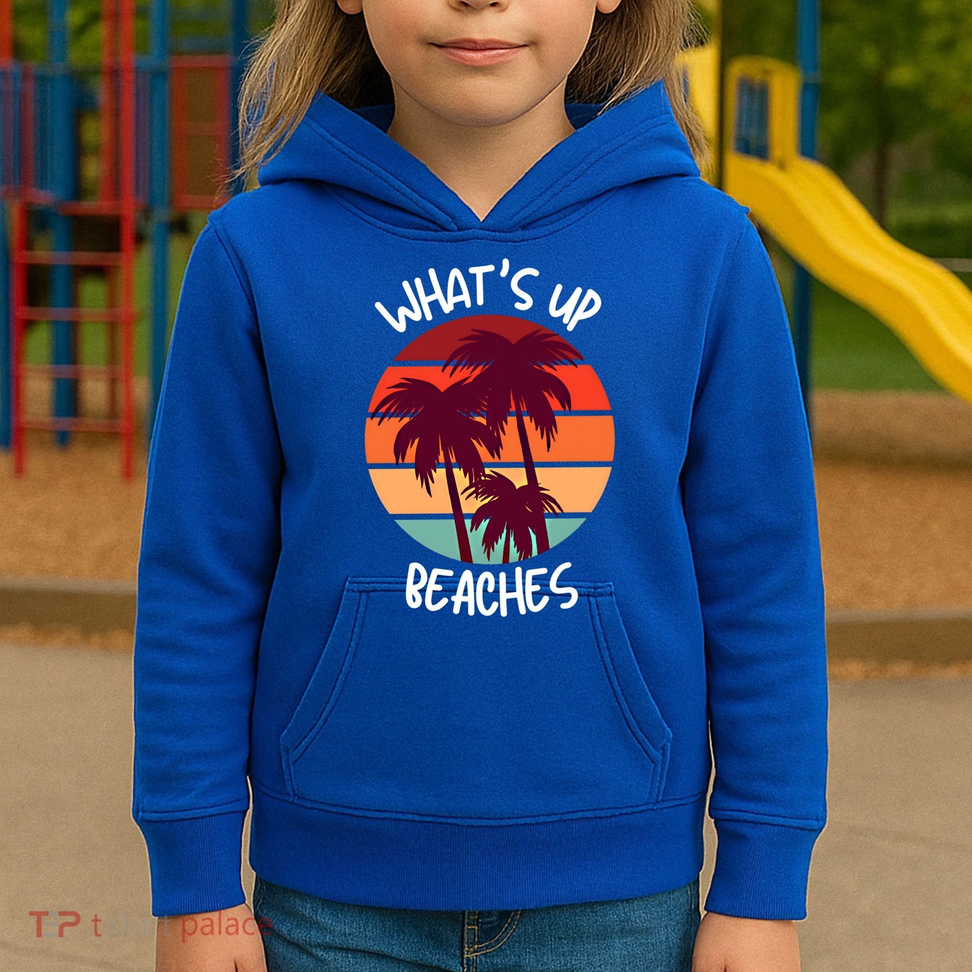 What's Up Beaches? Funny Vacay Vacation Tee With Palm Trees Great Gift Kids Hoodie
