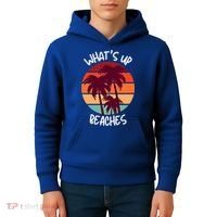 What's Up Beaches? Funny Vacay Vacation Tee With Palm Trees Great Gift Kids Hoodie thumb 4