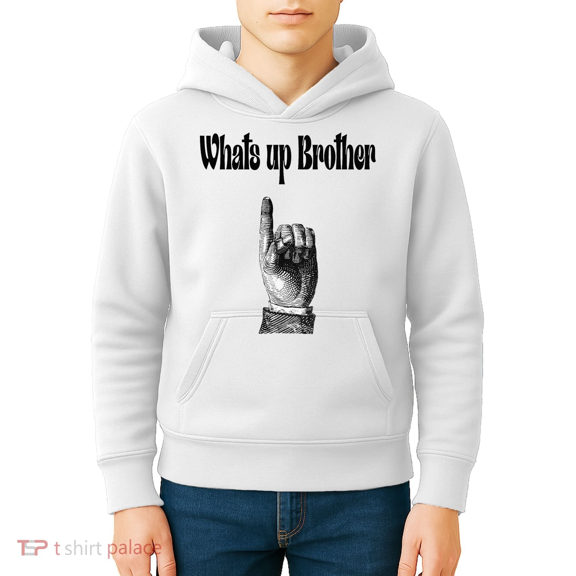 Whats Up Brother Funny Sketch Streamer Kids Hoodie