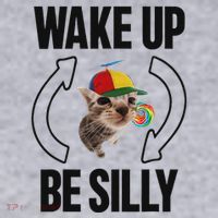 Wake Up Be Silly Repeat Cat Meme Cat Eat Rainbow Candy Women's Sweatshirt thumb 2