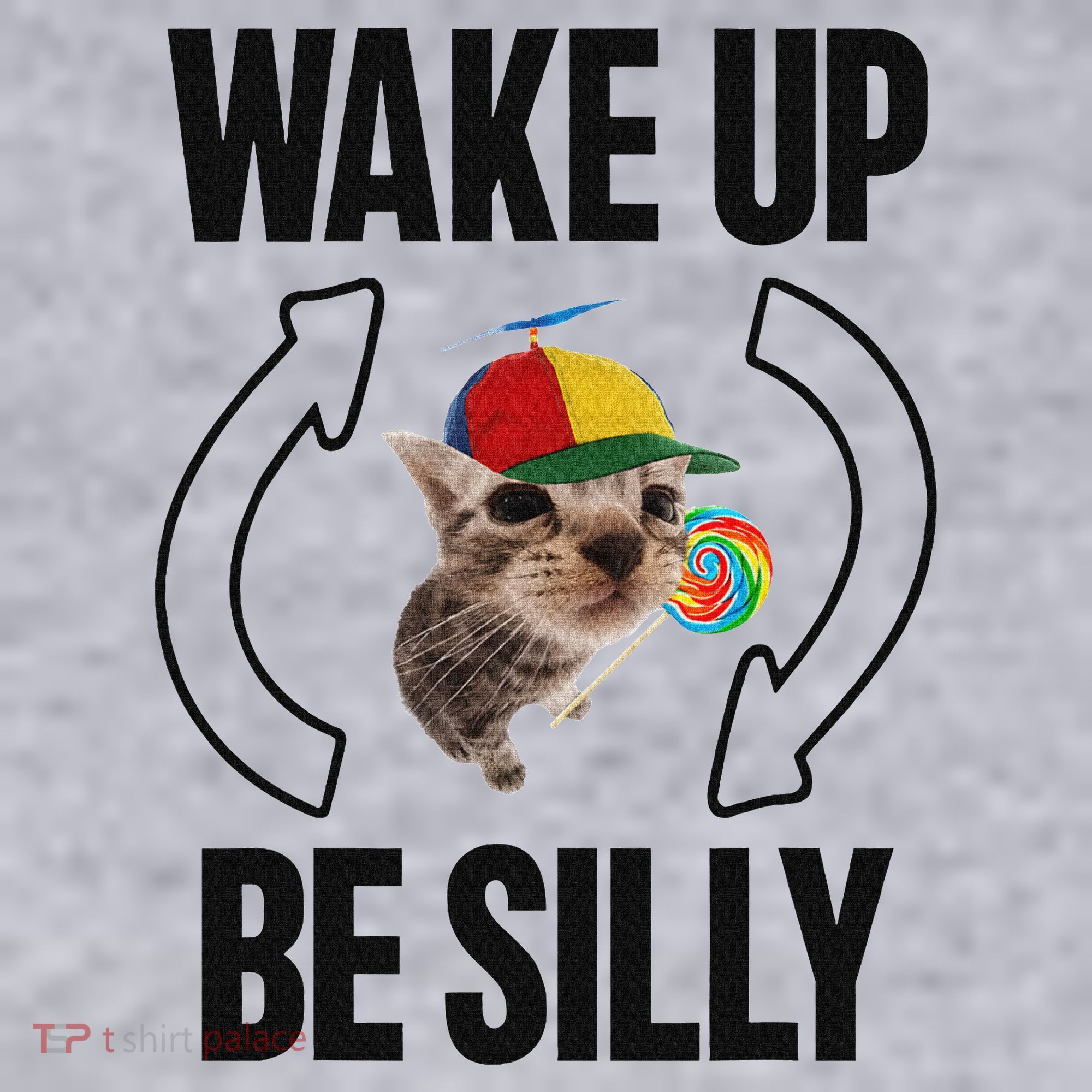 Wake Up Be Silly Repeat Cat Meme Cat Eat Rainbow Candy Women's Sweatshirt