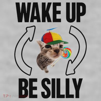 Wake Up Be Silly Repeat Cat Meme Cat Eat Rainbow Candy Ladies PosiCharge Tri-Blend Wicking Tank